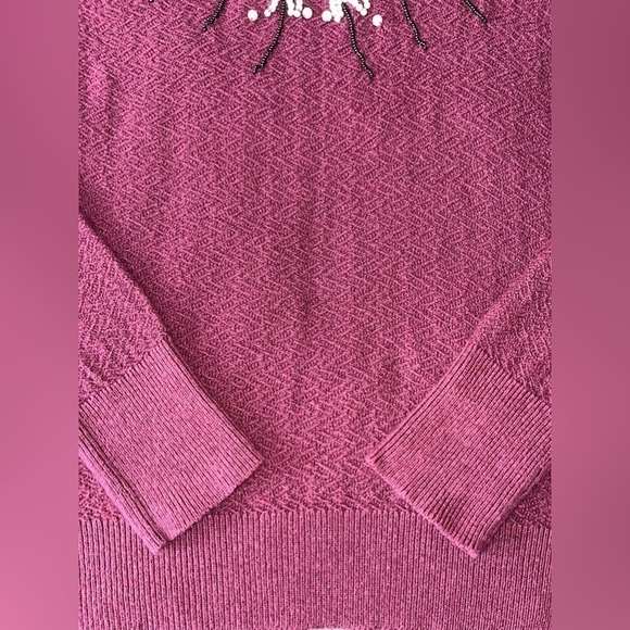 Anthropologie Field Flower Pearled Bow Pullover Crew Sweater Wool Embellished XS - Picture 12 of 15